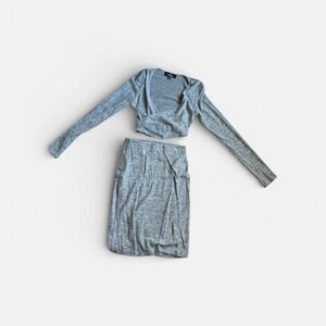 Lulu's ballerina wrap top and skirt set gray Heather XS